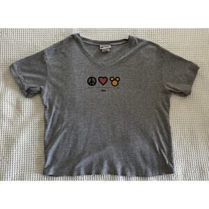 Vintage Y2K 90’s WDW Gray Peace Love Mickey Mouse T-shirt Size XL AUTHENTIC